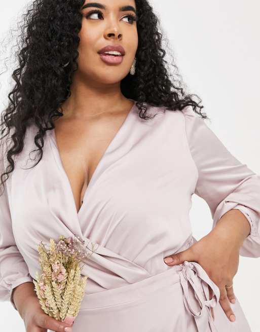 Vestido rosa best sale claro plus size