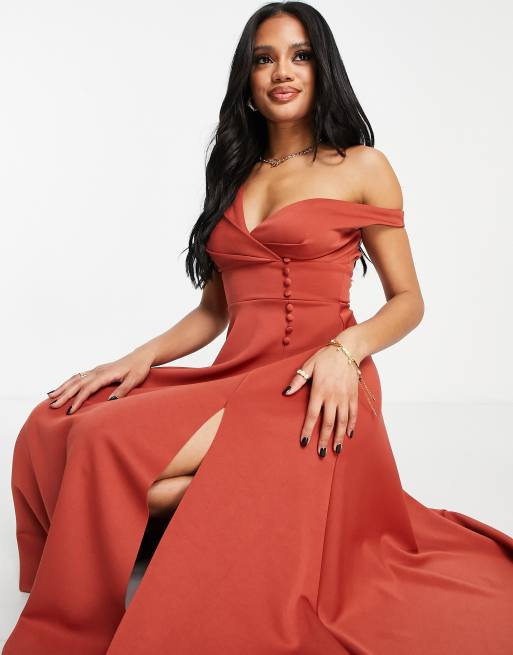 Vestido de graduación midi óxido con detalle de botones de ASOS | ASOS