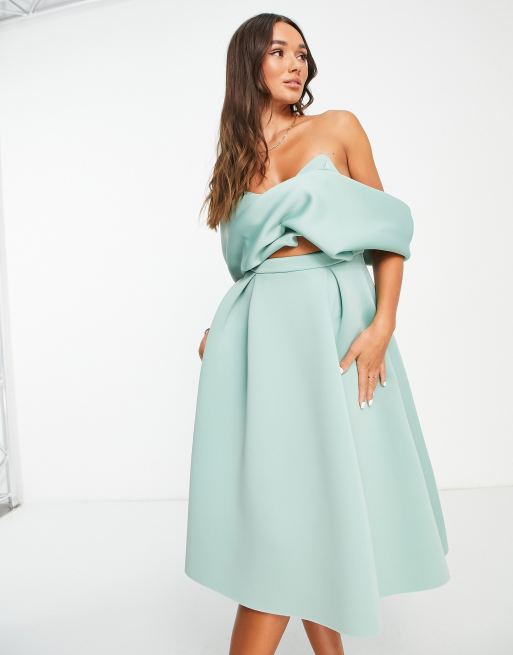 Vestido de graduacion midi de 2 piezas color salvia helado de ASOS DESIGN