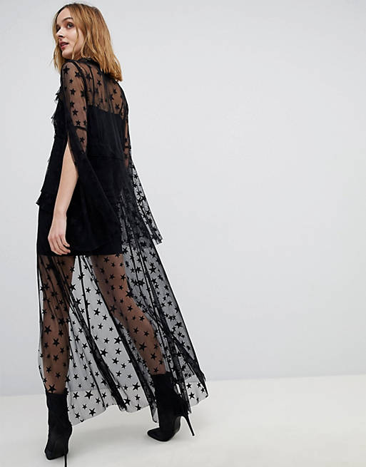 Vestido de malla transparente con estrellas y lazo anudado de Anna Sui |  ASOS