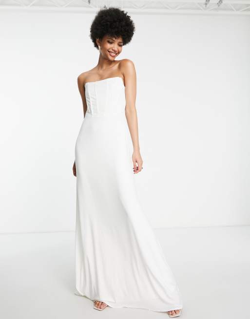 Vestido de novia largo color marfil con corsé de TFNC Tall , 2 de 4