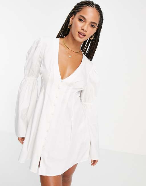 Vestido de playa abotonado en la parte delantera de algodón de ASOS DESIGN