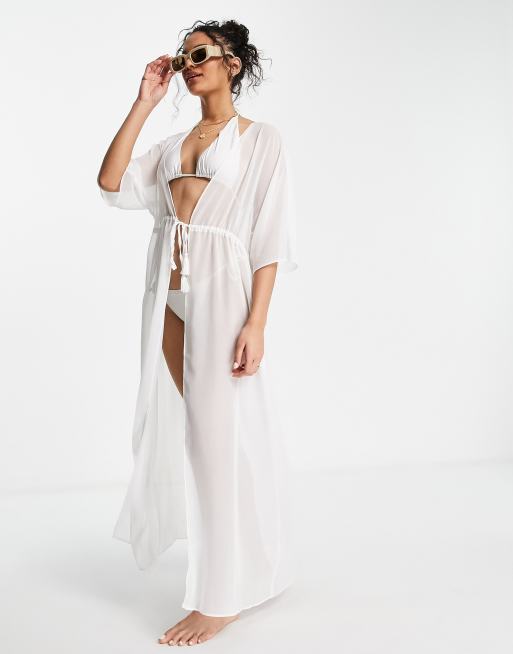 Vestido de playa larga blanca de Threadbare