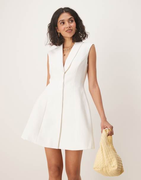 Vestido de sastre corto blanco de Bardot - view 1