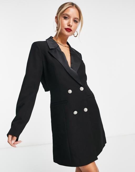 Vestido de sastre corto negro con espalda al aire de Y.A.S