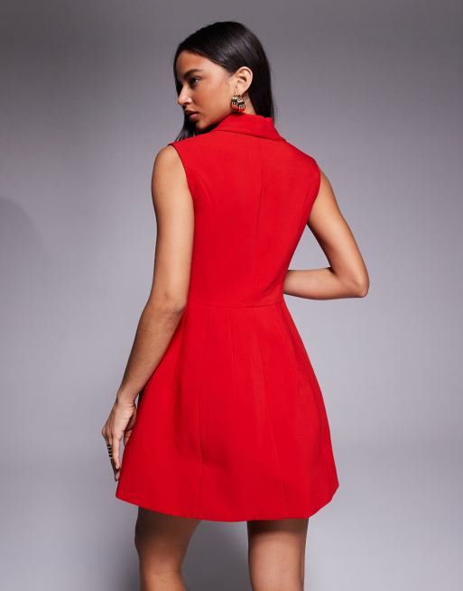 Vestido de sastre corto rojo fuego Destene de Bardot, 3 de 4