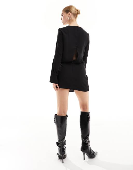 Vestido de sastre negro con hebilla en la cintura de Mango ASOS