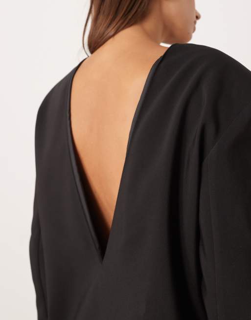 Vestido de sastre negro de corte recto con hombreras de ASOS DESIGN, 4 de 4