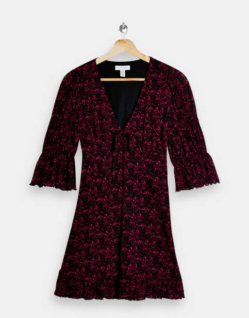 Vestido de tarde con lazada en la parte delantera de punto liso de Topshop Petite