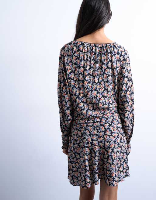 Vestido de tarde corto de manga larga con estampado floral de Topshop, 4 de 4