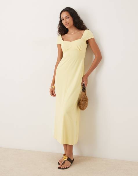 Vestido de tarde midi amarillo crema con mangas de casquillo de ASOS DESIGN - view 1