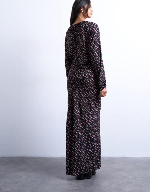 Vestido de tarde midi de manga larga con estampado floral de Topshop, 4 de 4