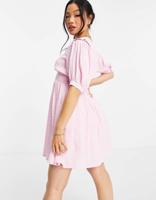 Vestido de tarde rosa claro con cintura fruncida de Y.A.S Petite, 3 de 4