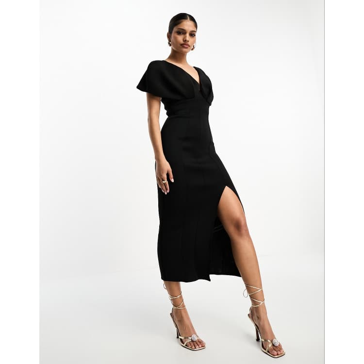 Vestido negro 2025 hombros caidos