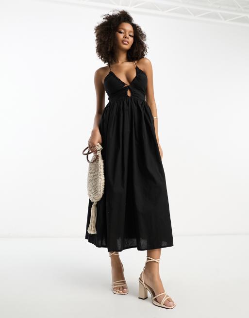 Vestido de verano midi negro con detalle de bikini multiposición de ASOS DESIGN