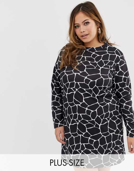 Vestido estilo camiseta de manga larga con estampado de jirafa de Pink  Clove | ASOS