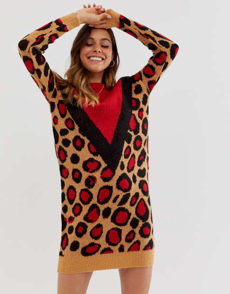 Vestido estilo jersey con diseño chevron y estampado animal Simba de Brave Soul - view 1
