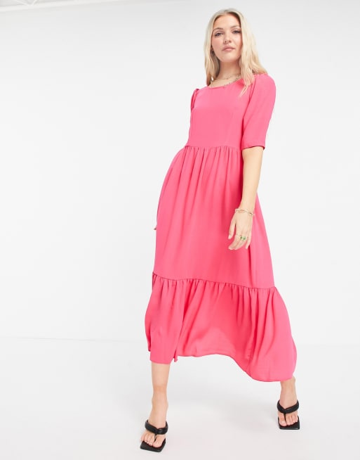 Vestido fruncido con mangas abullonadas de CLOSET