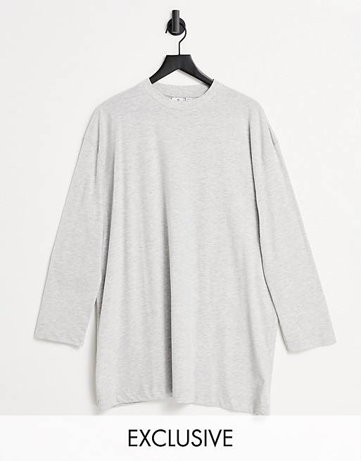 Vestido gris jaspeado estilo camiseta de manga larga de COLLUSION