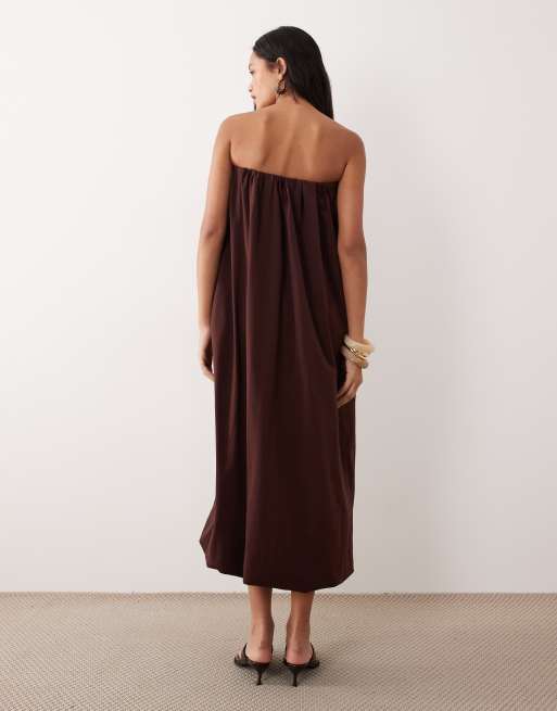 Vestido largo abullonado con escote palabra de honor de ASOS DESIGN, 3 de 4