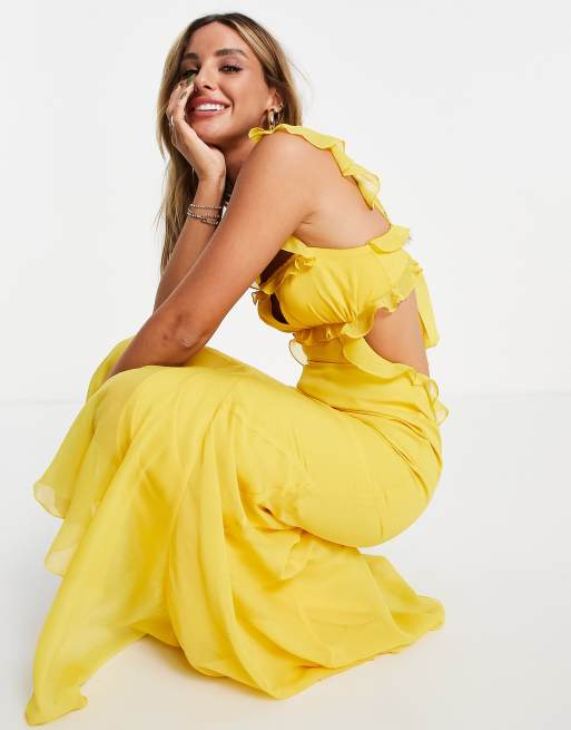 Vestido amarillo con detalle de volantes de ASOS DESIGN ASOS