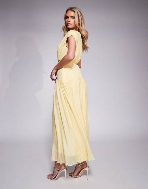 Vestido largo amarillo limón con bajo asimétrico de Forever New Petite, 4 de 4