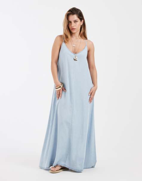 Vestido largo azul claro de cambray de ONLY Petite - view 1