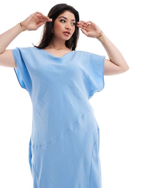 Vestido largo azul sin mangas con cuello redondo de ASOS DESIGN Curve, 2 de 4