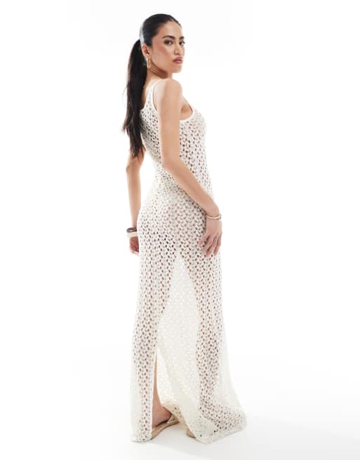 Vestido largo beis de croché de ONLY, 4 de 4