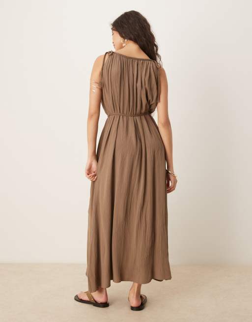 Vestido largo beis de tirantes con detalle de lazada Carolina de JDY, 4 de 4