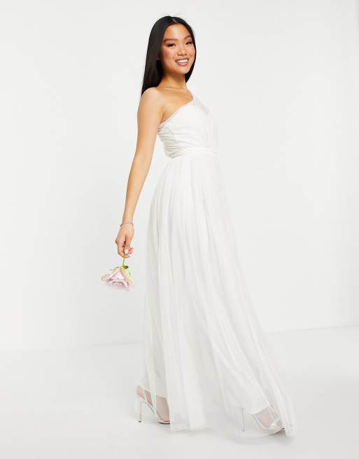 Vestido largo blanco asimétrico de tul de Anaya With Love Petite, 4 de 4