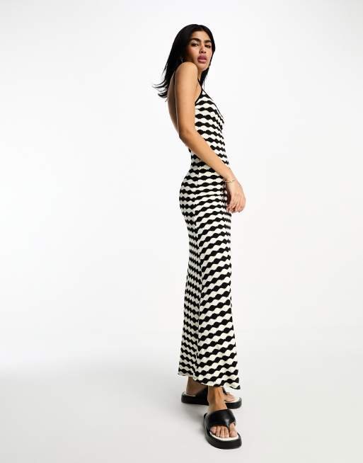 Vestido blanco y negro de tirantes croché de DESIGN ASOS