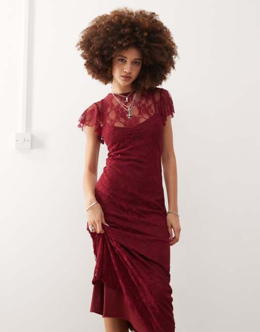 Vestidos Con Forro Vestido Largo Burdeos Con Forro Lencero Y Capa