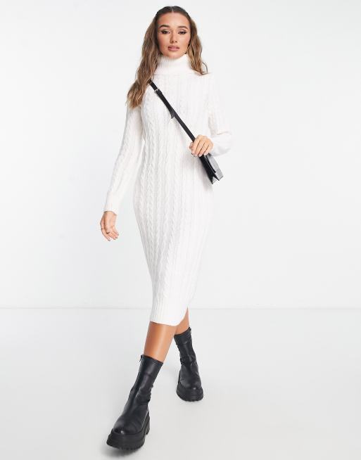 Vestido largo color crema de punto de ochos de River Island, 3 de 4
