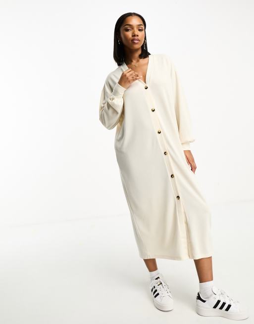 Vestido largo color crema estilo c rdigan abotonao de Vero Moda