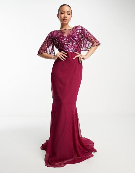Vestido magenta largo clearance