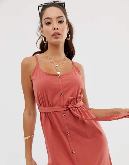 Vestido largo con botones y cinturón anudado de ASOS DESIGN, 3 de 4