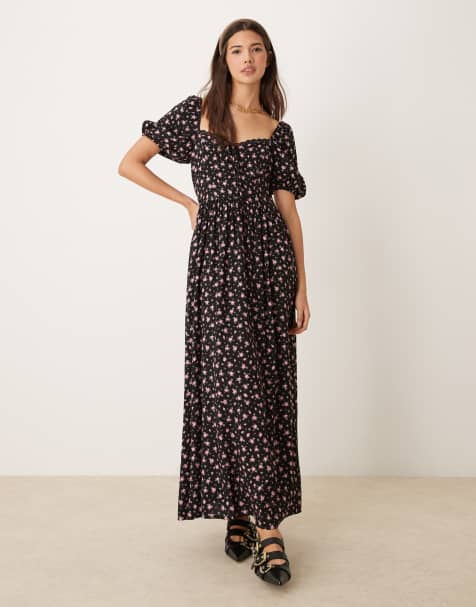 Vestido largo con estampado de florecitas y cuerpo estilo corsé de Miss Selfridge - view 1
