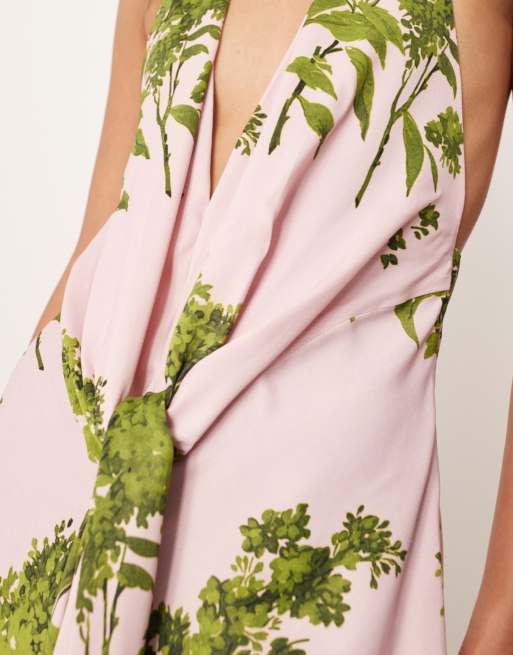 Vestido largo con estampado floral, escote desbocado y detalle de lazada de ARRANGE, 4 de 4