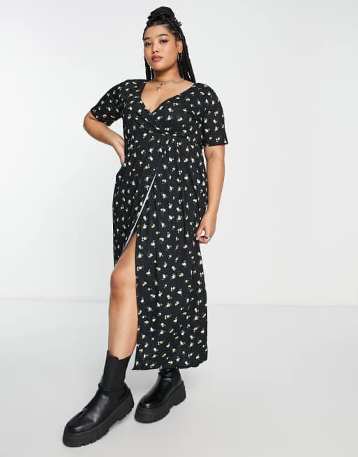 Vestido largo con estampado floral y abertura en la pernera de I Saw It First Plus, 4 de 4