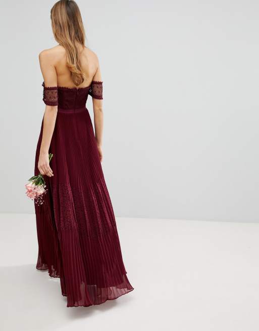 Vestido largo con paneles de encaje Guipure de ASOS Premium, 3 de 4