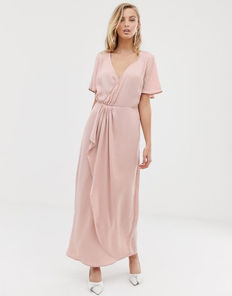 Vestido largo cruzado con detalle plisado de Vila