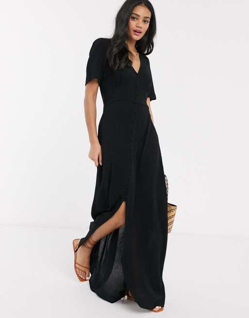 Vestido largo de bambula en negro de | ASOS