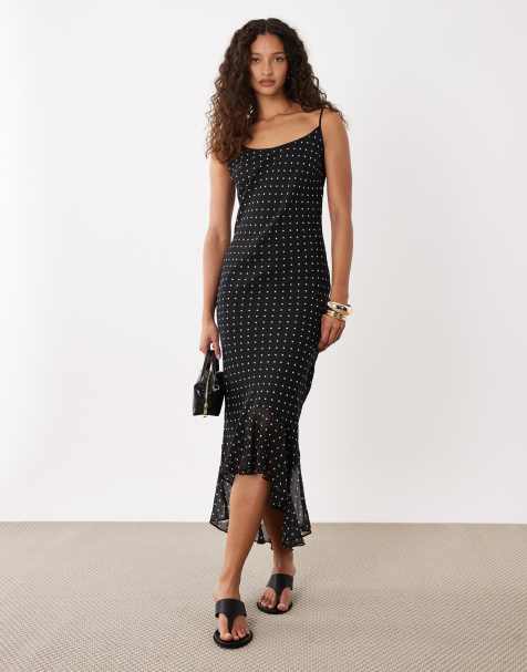 Vestido largo de corte sirena con estampado de lunares de ASOS DESIGN - view 1