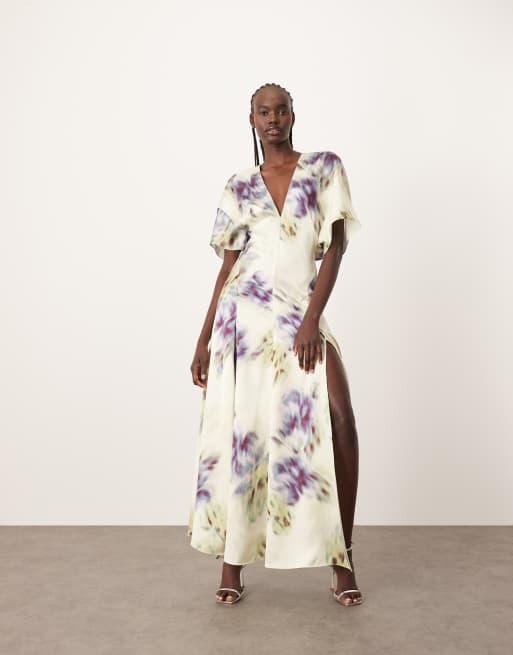 Vestido largo de estilo años 30 moderno con estampado floral