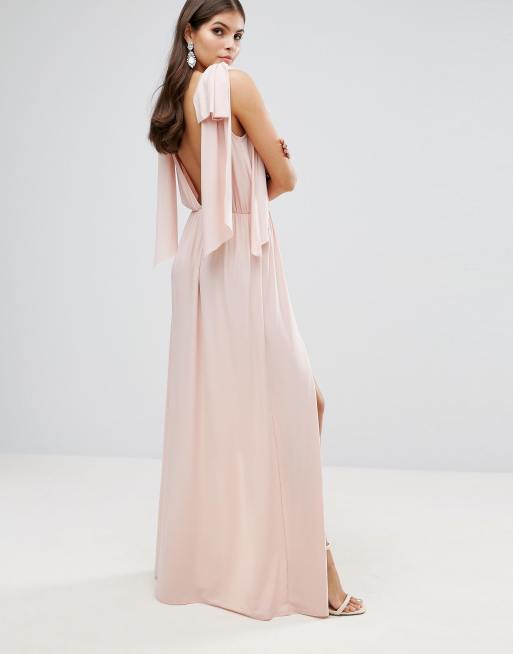 Vestido largo de estilo griego con lazos anudados en los hombros y detalle de dos aberturas de ASOS