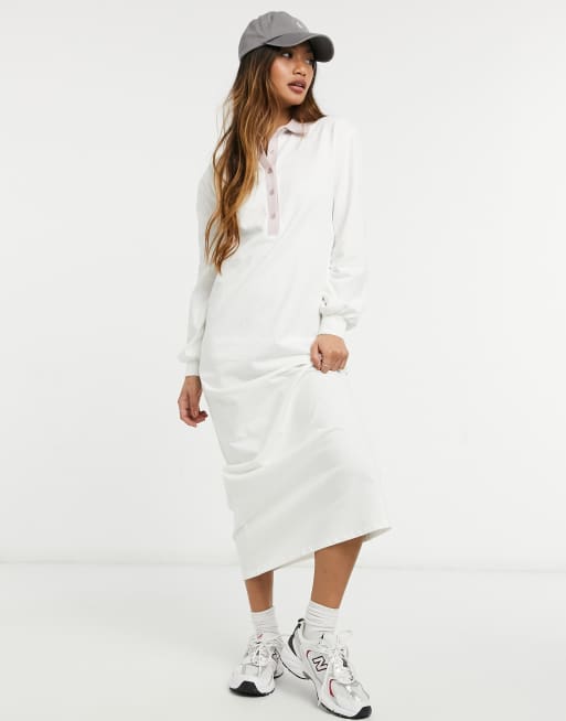 Vestido largo de estilo rugby con cuello tipo polo a contraste de Glamorous