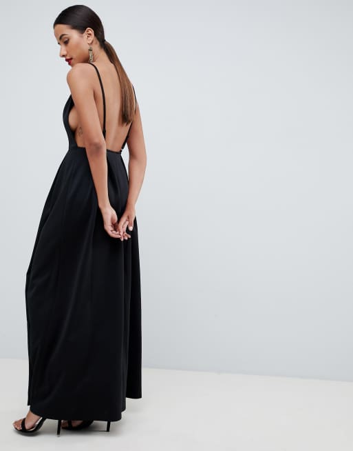 Vestido de graduación con tirantes, escote pronunciado y espalda abierta de ASOS DESIGN | ASOS