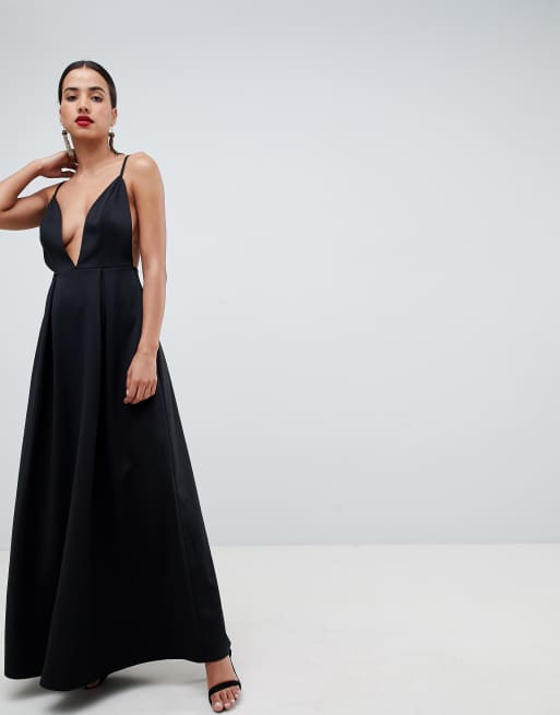 Vestido de graduación con tirantes, escote pronunciado y espalda abierta de ASOS DESIGN | ASOS