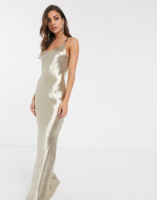 Vestido largo de satén cortado al bies con espalda redondeada de ASOS DESIGN, 4 de 4